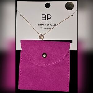 Initial "N" Necklace with Vibrant Pink Pouch